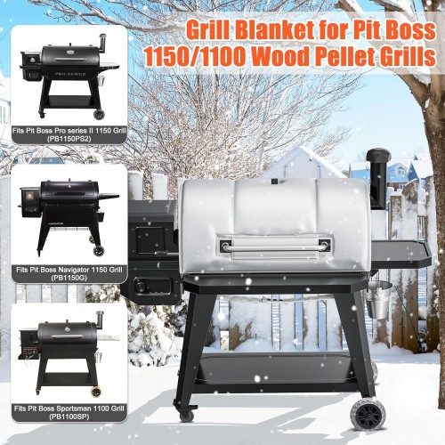 QuliMetal Grill Blanket for Pit Boss 1150 Wood Pellet Grills, PB1150PS3, PB1150PS2, PB1150G, PB1100SP - Insulation Blanket fits Pit Boss Pro Series V3 1150 Grill, Save a Lot of Heat for Winter Cooking