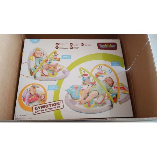 Yookidoo Baby Gym Lay to Sit-Up Playmat. 3-in-1 Newborns Activity Center with Tummy Time Toys, Pillow & Infant Miror. 0-12 Month