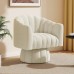 Mid Century 360 Degree Swivel Cuddle Barrel Accent Sofa Chairs, Round Armchairs with Wide Upholstered, Fluffy Velvet Fabric Chair for Living Room, Bedroom, Office, Waiting Rooms, (Beige