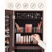 SONGMICS Jewelry Cabinet Armoire, Freestanding Lockable Storage Organizer Unit with 2 Plastic Cosmetic Storage, Full-Length Frameless Mirror, for Necklace Earring, Brown UJJC002K01