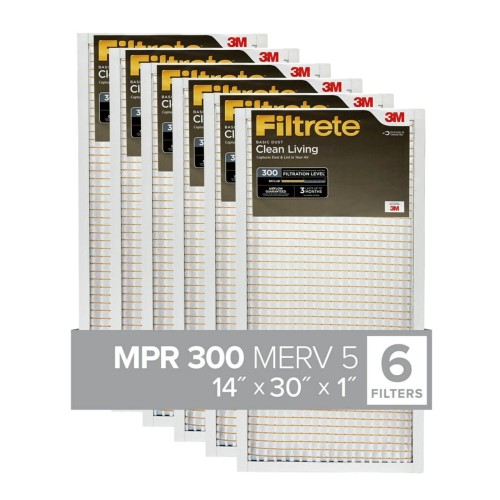 Filtrete 14x30x1 Air Filter, MPR 300, MERV 5, Clean Living Basic Dust 3-Month..