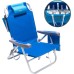 SUNNYFEEL Low Beach Chair 5 Position Lay Flat, Portable Folding Backpack Beach Chairs Heavy Duty with Cooler Bag, Cup Holder for Outdoor/Lawn/Trip/Picnic/Fishing, Foldable Camping Chair (New Blue)