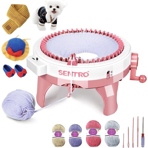 SENTRO/SANTRO 48 Needles Knitting Machine with Row Counter and Plain/Tube Weave Conversion Key, Efficiently DIY Scarf Hat Sock