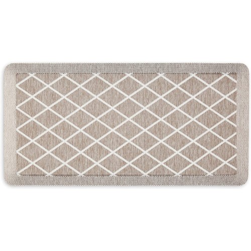 Miles Modern Diamond Anti-Fatigue Air-Infused Kitchen Mat, Coffee Brown, 19.6"X3