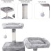 Hey-brother Large Multi-Level Cat Tree Condo Furniture with Sisal-Covered Scratching Posts, 2 Bigger Plush Condos, Perch Hammock for Kittens, Cats and Pets Light Gray MPJ020W