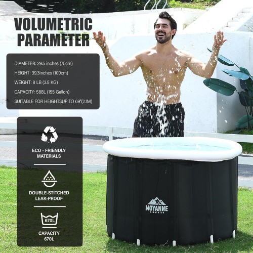 Moyanne Ice Bath Tub,155 Gallons Inflatable Cold Plunge Tub for Athletes' Recovery - Portable Outdoor Polar Pod Recovery Solution,39.3'' x 29.5''