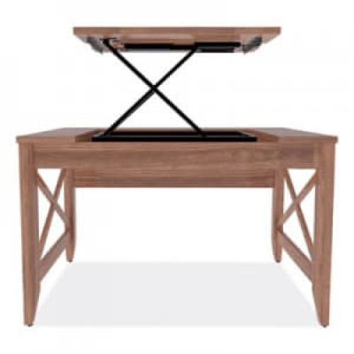 Alera Modern Walnut Sit-To-Stand Table Desk, 47.25 X 23.63 X 29.5 To 43.75 Inch