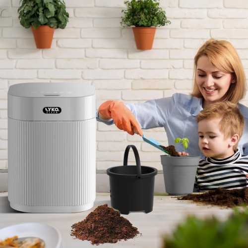 2023 Upgraded Electric Composter for Kitchen, 2.5L Smart Countertop Composter Indoor Odorless with UV lamp and Replaceable Carbon Filter, Turn Food Waste and Scraps into Dry Compost Fertilizer(White)