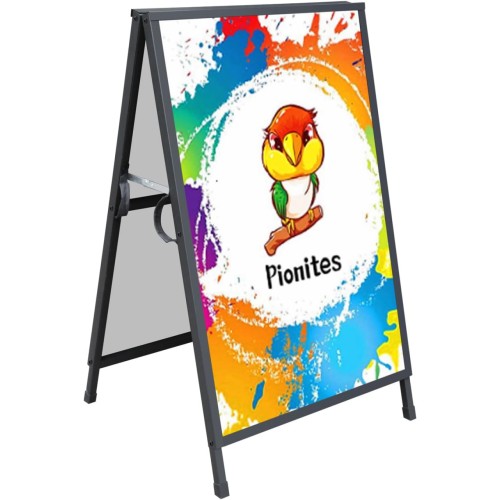 Pionites Heavy Duty Slide-in Folding A Frame Sign Sidewalk Sign 24x 36 Inch Steel Metal Double-Side 