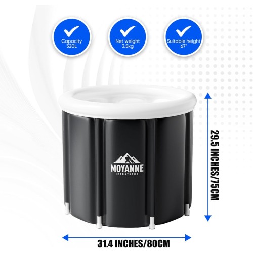 Moyanne Large Size ice bath cold plunge tub for athletes pod portable,Multiple Layered Portable Ice Pod for Recovery and Cold Water Therapy, Cold Plunge Tub for Outdoor, ice baths at home (black)