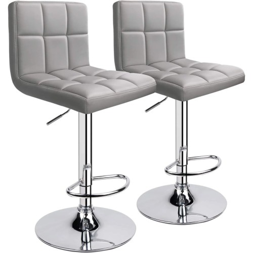 SQUARE SWIVEL ADJUSTABLE HEIGHT BAR STOOLS(SET OF 2)