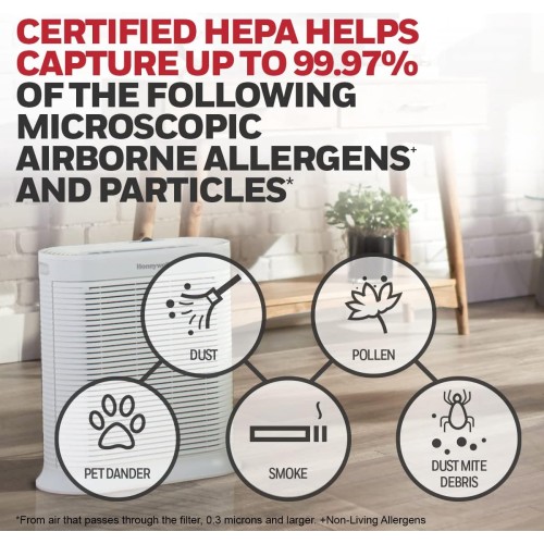 Honeywell HPA304 HEPA Air Purifier for Extra Large Rooms - Microscopic Airborne Allergen+ Dust Reducer, Cleans Up To 2250 Sq Ft in 1 Hour - Wildfire/Smoke, Pollen, Pet Dander – White