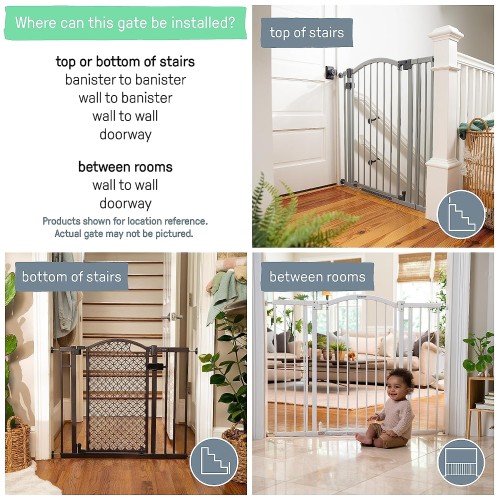 Summer Infant Modern Home Walk-Thru Safety Pet and Baby Gate, 28"-42" Wide, 30" Tall, Pressure or Hardware Mounted, Install on Wall or Banister in Doorway or Stairway, Auto Close Door - Espresso