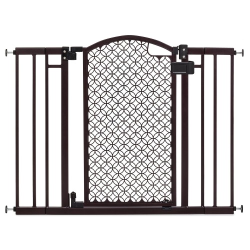 Summer Infant Modern Home Walk-Thru Safety Pet and Baby Gate, 28"-42" Wide, 30" Tall, Pressure or Hardware Mounted, Install on Wall or Banister in Doorway or Stairway, Auto Close Door - Espresso