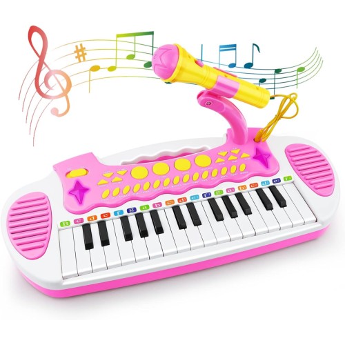 Kids Piano Keyboard- Toys for 3+ Year Old Girls Gift, Blue Piano Toy with 31 Keys and Microphone Multifunction Keyboard Piano for Kids, Toys for 3 4 5 6 Year Old Girl Birthday Gift