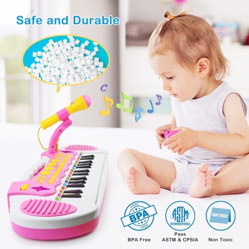 Kids Piano Keyboard- Toys for 3+ Year Old Girls Gift, Blue Piano Toy with 31 Keys and Microphone Multifunction Keyboard Piano for Kids, Toys for 3 4 5 6 Year Old Girl Birthday Gift