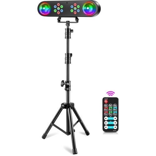 DJ Lights with Stand, Disco Ball Party Light, DJ Lights Set with Remote Control Rotating Ball, Strobe, Colorful LED Par Light for Bar Gig Move Band Dance Wedding Halloween Christmas Gift