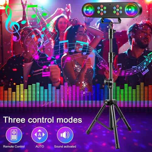 DJ Lights with Stand, Disco Ball Party Light, DJ Lights Set with Remote Control Rotating Ball, Strobe, Colorful LED Par Light for Bar Gig Move Band Dance Wedding Halloween Christmas Gift