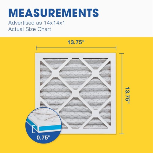 Aerostar 14x14x1 MERV 11 Pleated Air Filter, AC Furnace Air Filter, 6 Pack (Actual Size: 13 3/4"x13 3/4"x3/4")