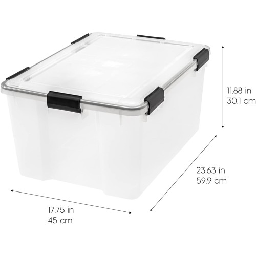 IRIS USA Weathertight Storage Box, 62 Quart - Clear (110550)