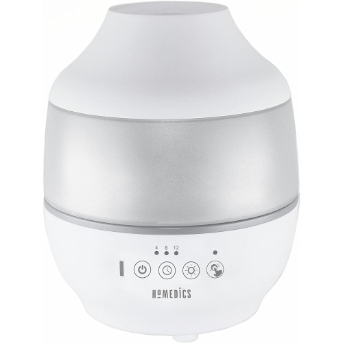 Homedics TotalComfort Humidifier – Large Air Humidifiers for Bedroom, Plants, Office – Cool Mist, Essential Oil Pads and Built-In Timer, 7-Color Night-Light, 2 Mist Settings, White