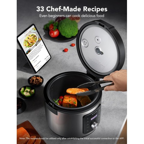 GoveeLife Smart Rice Cooker, 6-in-1 Multi-Cooker, Slow Cooker, Saute Pan, Steamer, Food Warmer, 1000W, 10-Cup Uncooked 5.2 Quart, Includes App with 33 Recipes