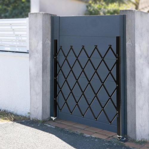 Single Folding Security Gate, 4.27' H x 36.6" W Folding Door Gate, Iron Accordion Security Gate, Flexible Expanding Security Gate, Rolling Barricade Gate, Scissor Gate or Door with Padlock