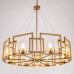 TOCHIC Gold Farmhouse Chandelier 36", 8-Light Wagon Wheel Chandeliers for Dining Room, Modern Rustic Drum Ceiling Light Fixture with Clear Glass for Living Room, Bedroom, Kitchen, Foyer, Hallway