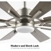 WINGBO 60" DC Ceiling Fan with Lights and Remote Control, Brushed Nickel and Gray Ceiling Fan, 8 Plywood Blades, 6-Speed Reversible DC Motor, Modern Ceiling Fan Indoor for Kitchen Bedroom Living Room