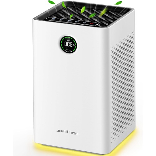 Jafända Air Purifiers for Home Large Room Up To 1190ft² H13 True HEPA Filter, Activated Carbon Remove 99.97% Dust Smoke Odor Pollen Pets Hair Dander Allergies, Quiet Sleep Mode 23dB, Night Light