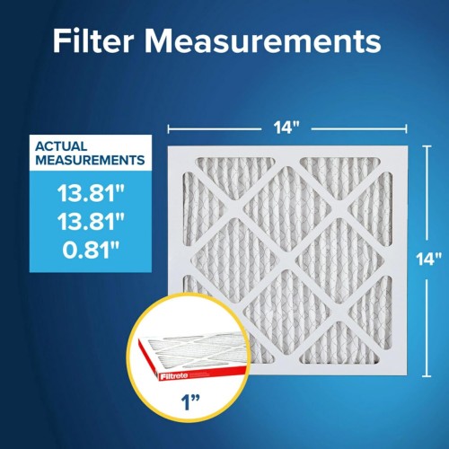 Filtrete 14x14x1 Air Filter MPR 1000 MERV 11, Allergen Defense, 6-Pack (exact dimensions 13.81x13.81x0.81)