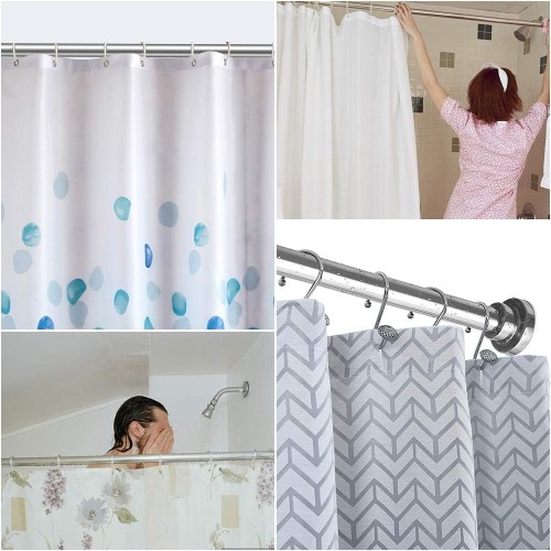 TEECK Shower Curtain Rod, 40-73 inch Adjustable Tension Spring, Premium Stainless Steel, Anti-Slip, No Drilling, No Rust, Never Collapse, for Bathroom, Easy to use