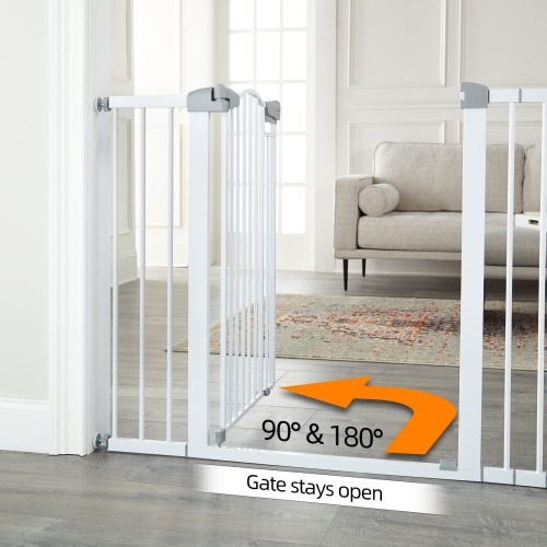 Cumbor 36" Extra Tall, 29.7-46" Wide Baby Gate for Stairs, Easy Install Pressure/Hardware Mounted Dog Gates for House, Auto Closed Walk Thru Pet Gate for Doorways, Child Gate for Kids/Toddlers, White