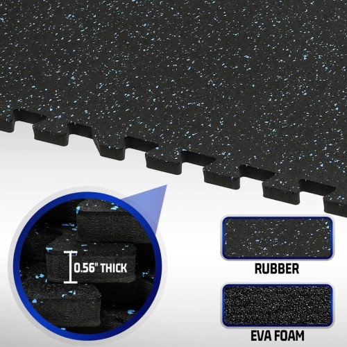 SUPERJARE 056“ Thick Exercise Equipment Mats, 48 Sq Ft EVA Foam Mats with Rubber Top - 9602L