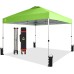 CROWN SHADES 10x10 Pop Up Canopy, Patented Center Lock One Push Instant Popup Outdoor Canopy Tent, Newly Designed Storage Bag, 8 Stakes, 4 Ropes, Green