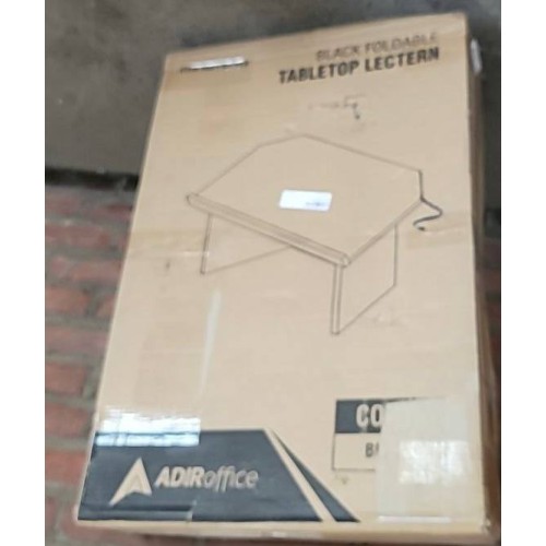 AdirOffice Tabletop Podium, Folding Podium Ideal as a Tabletop Lectern, Black