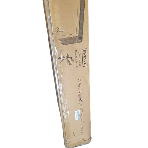 SWEVEN Dining Bench | Entryway Bench | Bedside Bench | Modern Indoor Wooden Storage Bench for Front Entry Way, Bedroom, Bathroom, Kitchen and More | Bamboo Wood Storage Bench