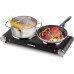 1800W Hot Plate Cooking Double Electric Burner - Heat-Up in Seconds Temp Control