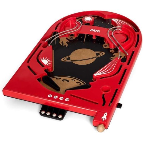 Brio 34017 Pinball Game | A Classic Vintage, Arcade Style Tabletop Game for Kids and Adults Ages 6 and Up,Red