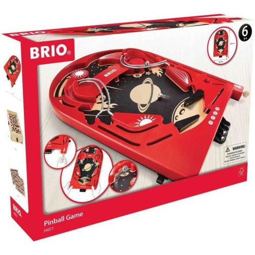 Brio 34017 Pinball Game | A Classic Vintage, Arcade Style Tabletop Game for Kids and Adults Ages 6 and Up,Red