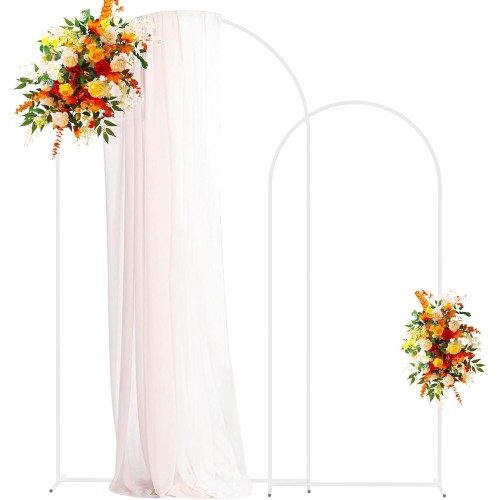 Metal Arch Backdrop Stand White Wedding Backdrop Stand Set of 2 Square Arch Frame for Birthday Party Graduation Ceremony Decoration