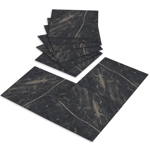 Art3d Large Peel and Stick Floor Tile, 12-Pack 23.6 x 23.6in. Covers 46.5 Sq.ft, Waterproof Vinyl Flooring Tiles Self Adhesive for Kitchen, Bathroom & Bedroom - Dark Marble