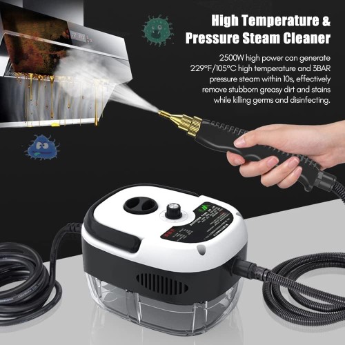 Steam Cleaner Handheld High Temperature Pressurized Steamer for Cleaning with 3Pcs Brush Heads for Kitchen/Furniture/Bathroom/Car