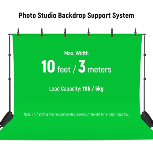 Neewer Photo Studio Backdrop Support System, 10ft/3m Wide 6.6ft/2m High Adjustable Background Stand with 4 Crossbars, 6 Backdrop Clamps, 2 Sandbags, and Carrying Bag for Portrait & Studio Photography