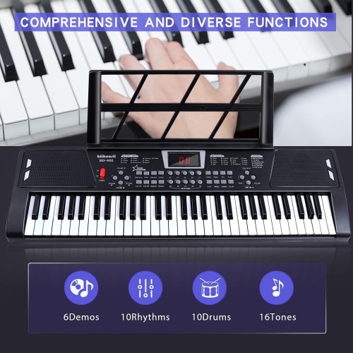 61 key piano keyboard for beginners with built-in dual speakers and microphone portable digital electric piano