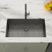 Dcolora 32 Inch Matte Black Undermount Kitchen Sink Gunmetal Stainless Steel 16 Gauge Single Bowl Under Counter Basin, 32"x19"x10", DC-U7726