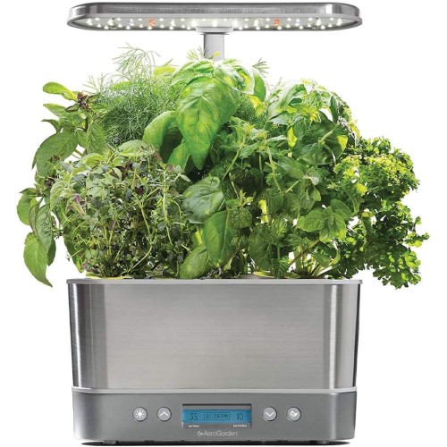 AeroGarden 901104-1200 In-Home Garden Harvest Elite LED Grow Light System Kit, Stainless Steel