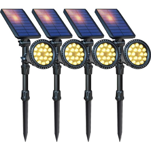 Solar Outdoor Lights Upgraded, 18 LED Waterproof Solar Landscape Lights Solar Spotlight Wall Light Auto On/Off Landscape Lighting for Garden Yard Pathway Pool Area, Pack of 4 (Warm White)