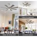 WINGBO 60" DC Ceiling Fan with Lights and Remote Control, Brushed Nickel and Gray Ceiling Fan, 8 Plywood Blades, 6-Speed Reversible DC Motor, Modern Ceiling Fan Indoor for Kitchen Bedroom Living Room