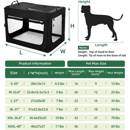 20 inch 3-Door Collapsible Dog Crate for Small Dogs Cats, Portable Puppy Travel Crate for Indoor & Outdoor, Soft Side Pet Foldable Kennel Cage with Durable Mesh Windows & Strong Steel Frame